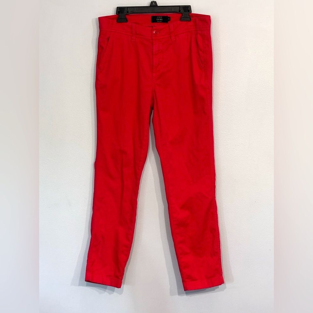 J. Crew Women’s Coral Red Casual Chino Ankle Pants Lightweight SZ 2 100% Cotton